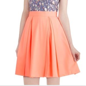 Pleated Neon Peach Skirt